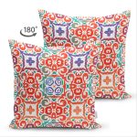 - Suet-K-8763-Gorsel2 - Realhomes Çift Taraflı Beyaz Zemin Üzerinde Çini Desenli Dijital Baskılı Modern Süet Yastık Kırlent Kılıfı Realhomes