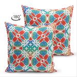 - Suet-K-8765-Gorsel2 - Realhomes Çift Taraflı Beyaz Zemin Üzerinde Çini Desenli Dijital Baskılı Modern Süet Yastık Kırlent Kılıfı Realhomes