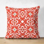 Çift Taraflı Beyaz Zemin Üzerinde Çini Desenli Dijital Baskılı Modern Süet Yastık Kırlent Kılıfı Realhomes