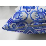 Çift Taraflı Beyaz Zemin Üzerinde Çini Desenli Dijital Baskılı Modern Süet Yastık Kırlent Kılıfı Realhomes