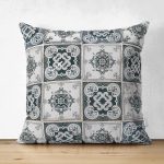 Çift Taraflı Renkli Zeminli Geometrik Desenli Dijital Baskılı Modern Süet Yastık Kırlent Kılıfı Realhomes