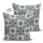 Çift Taraflı Renkli Zeminli Geometrik Desenli Dijital Baskılı Modern Süet Yastık Kırlent Kılıfı Realhomes