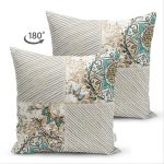 Çift Taraflı Renkli Zeminli Geometrik Desenli Dijital Baskılı Modern Süet Yastık Kırlent Kılıfı Realhomes