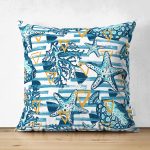 - Suet-K-8782-Gorsel1 - Realhomes Çift Taraflı Beyaz Zeminli Deniz Yıldızı Desenli Dijital Baskılı Modern Süet Yastık Kırlent Kılıfı Realhomes