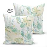 - Suet-K-8784-Gorsel2 - Realhomes Çift Taraflı Beyaz Zeminli Deniz Yıldızı Desenli Dijital Baskılı Modern Süet Yastık Kırlent Kılıfı Realhomes