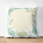 Çift Taraflı Beyaz Zeminli Deniz Yıldızı Desenli Dijital Baskılı Modern Süet Yastık Kırlent Kılıfı Realhomes