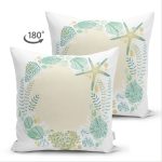 Çift Taraflı Beyaz Zeminli Deniz Yıldızı Desenli Dijital Baskılı Modern Süet Yastık Kırlent Kılıfı Realhomes