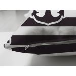 Çift Taraflı Beyaz Zemin Üzerinde Siyah Çizgili Çapa Desenli Modern Süet Yastık Kırlent Kılıfı Realhomes