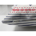 Çift Taraflı Beyaz Zemin Üzerinde Renkli Çizgili Çapa Desenli Modern Süet Yastık Kırlent Kılıfı Realhomes