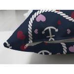 Çift Taraflı Renkli Zeminli Çapa Ve Halat Desenli Dijital Baskılı Modern Süet Yastık Kırlent Kılıfı Realhomes