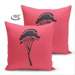 - Suet-K-8804-Gorsel2 - Realhomes Çift Taraflı Renkli Zemin Üzerinde Onedraw Çizimli Ağaç Desenli Modern Süet Yastık Kırlent Kılıfı Realhomes