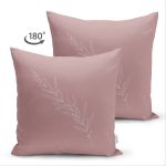 Çift Taraflı Renkli Zemin Üzerinde Yaprak Desenli Dijital Baskılı Modern Süet Yastık Kırlent Kılıfı Realhomes