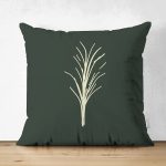 Çift Taraflı Renkli Zemin Üzerinde Yaprak Desenli Dijital Baskılı Modern Süet Yastık Kırlent Kılıfı Realhomes