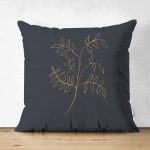 Çift Taraflı Renkli Zemin Üzerinde Yaprak Desenli Dijital Baskılı Modern Süet Yastık Kırlent Kılıfı Realhomes