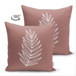 - Suet-K-8809-Gorsel2 - Realhomes Çift Taraflı Renkli Zemin Üzerinde Yaprak Desenli Dijital Baskılı Modern Süet Yastık Kırlent Kılıfı Realhomes