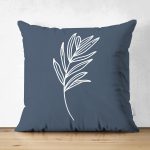 Çift Taraflı Renkli Zemin Üzerinde Yaprak Desenli Dijital Baskılı Modern Süet Yastık Kırlent Kılıfı Realhomes