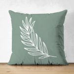 - Suet-K-8811-Gorsel1 - Realhomes  Çift Taraflı Renkli Zemin Üzerinde Yaprak Desenli Dijital Baskılı Modern Süet Yastık Kırlent Kılıfı Realhomes