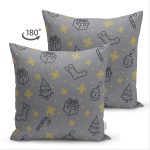 Çift Taraflı Renkli Zemin Üzerinde Gold Detaylı Kartanesi Desenli Süet Yastık Kırlent Kılıfı Realhomes