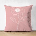 Çift Taraflı Pastel Zemin Üzerinde Beyaz Çiçek Desenli Süet Yastık Kırlent Kılıfı Realhomes