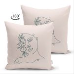 - Suet-K-8832-Gorsel2 - Realhomes  Çift Taraflı Renkli Zemin Üzerinde Onedraw Çizimli Bayan Silüeti Süet Yastık Kırlent Kılıfı Realhomes