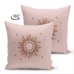 Çift Taraflı Pastel Zemin Üzerinde Güneş Desenli Dijital Baskılı Modern Süet Yastık Kırlent Kılıfı Realhomes