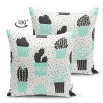 - Suet-K-8848-Gorsel2 - Realhomes Çift Taraflı Beyaz Zemin Üzerinde Siyah Puantiyeli Kaktüs Desenli Süet Yastık Kırlent Kılıfı Realhomes