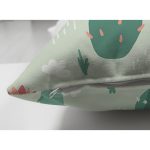 Çift Taraflı Renkli Zemin Üzerinde Kaktüs Desenli Dijital Baskılı Modern Süet Yastık Kırlent Kılıfı Realhomes