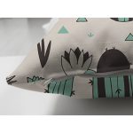 Çift Taraflı Renkli Zemin Üzerinde Kaktüs Desenli Dijital Baskılı Modern Süet Yastık Kırlent Kılıfı Realhomes