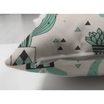 Çift Taraflı Renkli Zemin Üzerinde Kaktüs Desenli Dijital Baskılı Modern Süet Yastık Kırlent Kılıfı Realhomes