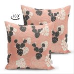 - Suet-K-8859-Gorsel2 - Realhomes Çift Taraflı Renkli Zemin Üzerinde Yaprak Desenli Dijital Baskılı Modern Süet Yastık Kırlent Kılıfı Realhomes