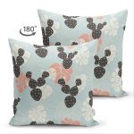 - Suet-K-8860-Gorsel2 - Realhomes Çift Taraflı Renkli Zemin Üzerinde Yaprak Desenli Dijital Baskılı Modern Süet Yastık Kırlent Kılıfı Realhomes