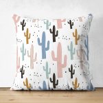 - Suet-K-8862-Gorsel1 - Realhomes Çift Taraflı Beyaz Zeminli Renkli Kaktüs Desenli Dijital Baskılı Modern Süet Yastık Kırlent Kılıfı Realhomes
