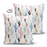 - Suet-K-8862-Gorsel2 - Realhomes Çift Taraflı Beyaz Zeminli Renkli Kaktüs Desenli Dijital Baskılı Modern Süet Yastık Kırlent Kılıfı Realhomes