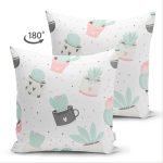 - Suet-K-8864-Gorsel2 - Realhomes Çift Taraflı Beyaz Zemin Üzerinde Kaktüs Desenli Dijital Baskılı Modern Süet Yastık Kırlent Kılıfı Realhomes