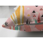 Çift Taraflı Renkli Zemin Üzerinde Kaktüs Desenli Dijital Baskılı Modern Süet Yastık Kırlent Kılıfı Realhomes