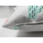 Çift Taraflı Beyaz Zeminli Renkli Yaprak Desenli Dijital Baskılı Modern Süet Yastık Kırlent Kılıfı Realhomes