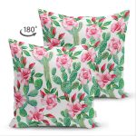 - Suet-K-8874-Gorsel2 - Realhomes Çift Taraflı Beyaz Zeminli Renkli Kaktüs Desenli Dijital Baskılı Modern Süet Yastık Kırlent Kılıfı Realhomes