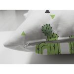 Çift Taraflı Beyaz Zeminli Renkli Kaktüs Desenli Dijital Baskılı Modern Süet Yastık Kırlent Kılıfı Realhomes