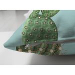 Çift Taraflı Renkli Zemin Üzerinde Kaktüs Desenli Dijital Baskılı Modern Süet Yastık Kırlent Kılıfı Realhomes