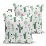 - Suet-K-8884-Gorsel2 - Realhomes Çift Taraflı Beyaz Zemin Üzerinde Kaktüs Desenli Dijital Baskılı Modern Süet Yastık Kırlent Kılıfı Realhomes