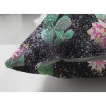 Çift Taraflı Siyah Zemin Üzerinde Kaktüs Desenli Dijital Baskılı Modern Süet Yastık Kırlent Kılıfı Realhomes