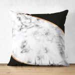 Çift Taraflı Renkli Geometrik Desenli Mermer Motifli Dijital Baskılı Modern Süet Kırlent Kılıfı Realhomes