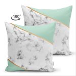 Çift Taraflı Renkli Geometrik Desenli Mermer Motifli Dijital Baskılı Modern Süet Kırlent Kılıfı Realhomes