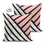 Çift Taraflı Renkli Geometrik Desenli Mermer Motifli Dijital Baskılı Modern Süet Kırlent Kılıfı Realhomes