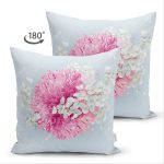 Çift Taraflı Rengarenk Zeminli Ortanca Çiçek Desenli Dijital Baskılı Modern Süet Yastık Kırlent Kılıfı Realhomes