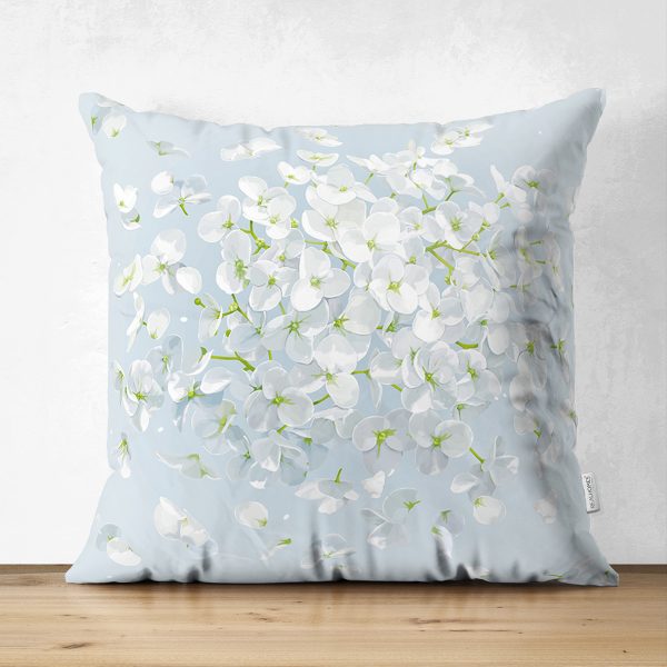 Çift Taraflı Rengarenk Zeminli Ortanca Çiçek Desenli Dijital Baskılı Modern Süet Yastık Kırlent Kılıfı Realhomes