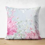 Çift Taraflı Pastel Zeminli Rengarenk Ortanca Çiçek Dijital Baskılı Modern Süet Yastık Kırlent Kılıfı Realhomes