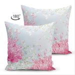 Çift Taraflı Pastel Zeminli Rengarenk Ortanca Çiçek Dijital Baskılı Modern Süet Yastık Kırlent Kılıfı Realhomes