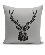 - 20210108_143419 - Realhomes Gri Zeminde Geometrik Geyik Çizimli Dekoratif Kırlent Yastık Kılıfı Realhomes