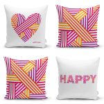 - Rh-K4luset661-Gorsel1 - Realhomes  4'lü Sevgililer Günü Konseptli Özel Tasarım Modern Kombin Yastık Kırlent Kılıf Seti Realhomes